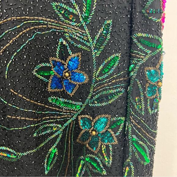 Vintage Scala Silk Beaded Sequin Floral Jacket Size Large NWT - Picture 10 of 14